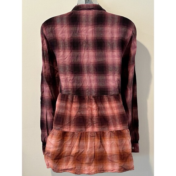 J Jill Brushed Cotton Modal Tiered Plaid Ombre Tunic Size M Medium EUC!!! - Picture 3 of 6